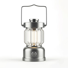 Modern Camping Lantern: Stainless Steel LED Light with Vintage Filament Bulb
