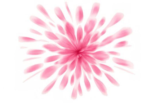 Pink flower petals bursting radially, symbolizing vitality, growth, and love, with transparent background