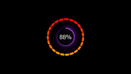 Fototapeta premium 88% loading bar icon illustration. a modern neon red color neon loading illustration. on a black background. and creating a stunning 4k illustration.