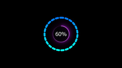 60% loading bar icon illustration. a modern neon red color neon loading illustration. on a black background. and creating a stunning 4k illustration.