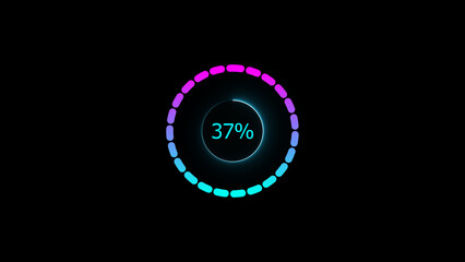 37% loading bar icon illustration. a modern neon red color neon loading illustration. on a black background. and creating a stunning 4k illustration.