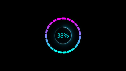38% loading bar icon illustration. a modern neon red color neon loading illustration. on a black background. and creating a stunning 4k illustration.