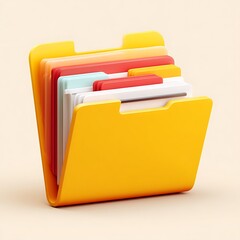 Colorful File Folder Organizer with Multiple Tabs in Yellow and Red for Office or School Storage