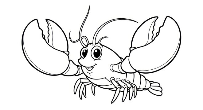 cartoon lobster with claws, black and white clip art preview