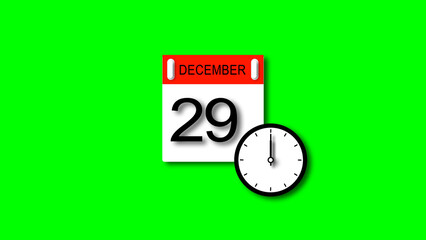 December 29 date 2025 illustration . calendar animation on a black background. and stunning 4k illustration .