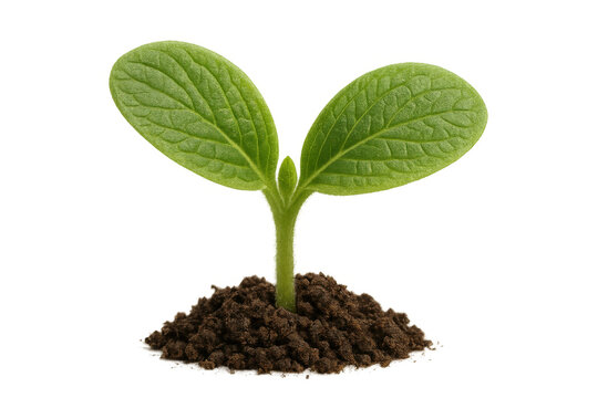 Green seedling sprouting from soil, symbolizing new life, growth, and environmental care, transparent background