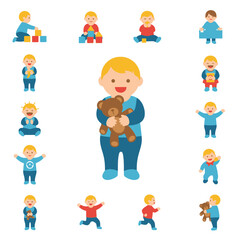 Naklejka premium Colorful illustrated image featuring a circle of cartoon children in various playful poses