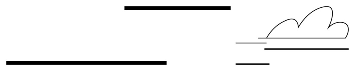 Cloud with horizontal lines representing sky, horizon, and movement. Ideal for weather, landscape, simplicity, minimalism, creativity abstract design modern aesthetics. Simple flat metaphor