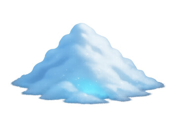 Fototapeta premium White snowdrift with blue glowing light on transparent background encapsulating winter magic and christmas holiday