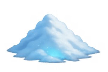 White snowdrift with blue glowing light on transparent background encapsulating winter magic and christmas holiday
