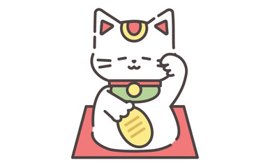 金運を招く右手の招き猫イラスト Lucky Maneki Neko with Coin