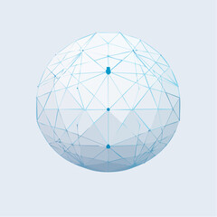 Abstract Geometric Sphere with Connected Blue Lines.