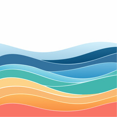 Abstract Wavy Lines with Blue Green Orange and Red Colors.