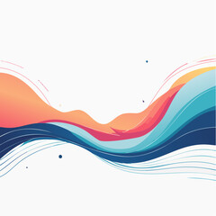 Abstract Wavy Lines with Red and Blue Color Scheme on White Background.