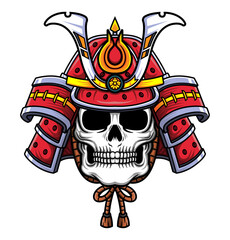 Samurai Skull: A haunting yet artistic depiction of a samurai skull, adorned with a traditional helmet, embodying the spirit of the ancient warrior spirit