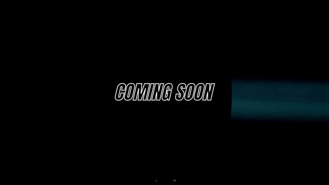 Coming Soon text with stylized font on a dark background, digital announcement for future content, event, or release