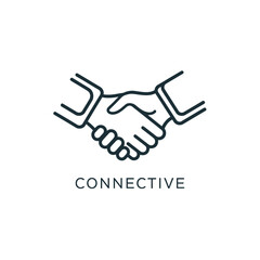 A minimalistic linear illustration of two hands shaking, symbolizing connection and agreement