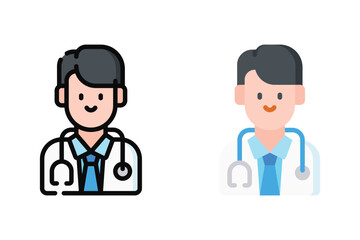 Doctor Vector and Icon Collection – Male and Female Doctor Illustrations, Medical Staff, Healthcare Professionals, Hospital Scene, and Medicine Icons Set