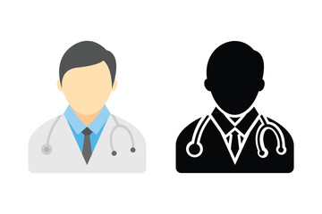Fototapeta premium Doctor Vector and Icon Collection – Male and Female Doctor Illustrations, Medical Staff, Healthcare Professionals, Hospital Scene, and Medicine Icons Set