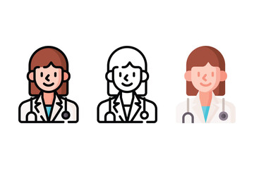 Doctor Vector and Icon Collection – Male and Female Doctor Illustrations, Medical Staff, Healthcare Professionals, Hospital Scene, and Medicine Icons Set