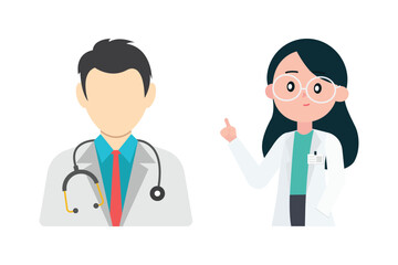 Doctor Vector and Icon Collection &ndash; Male and Female Doctor Illustrations, Medical Staff, Healthcare Professionals, Hospital Scene, and Medicine Icons Set