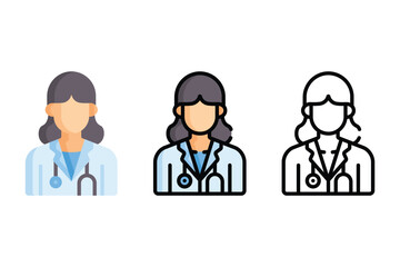 Doctor Vector and Icon Collection &ndash; Male and Female Doctor Illustrations, Medical Staff, Healthcare Professionals, Hospital Scene, and Medicine Icons Set