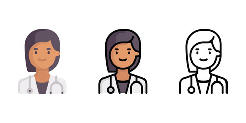 Doctor Vector and Icon Collection – Male and Female Doctor Illustrations, Medical Staff, Healthcare Professionals, Hospital Scene, and Medicine Icons Set