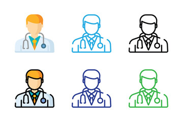 Doctor Vector and Icon Collection – Male and Female Doctor Illustrations, Medical Staff, Healthcare Professionals, Hospital Scene, and Medicine Icons Set