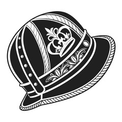 Black Silhouette of an Ornate Historical Helmet with Crown Emblem armor knight