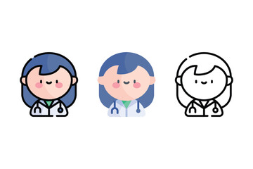 Doctor Vector and Icon Collection – Male and Female Doctor Illustrations, Medical Staff, Healthcare Professionals, Hospital Scene, and Medicine Icons Set