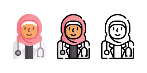 Doctor Vector and Icon Collection – Male and Female Doctor Illustrations, Medical Staff, Healthcare Professionals, Hospital Scene, and Medicine Icons Set