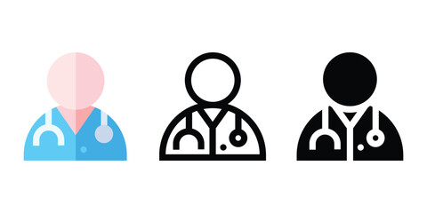 Doctor Vector and Icon Collection – Male and Female Doctor Illustrations, Medical Staff, Healthcare Professionals, Hospital Scene, and Medicine Icons Set