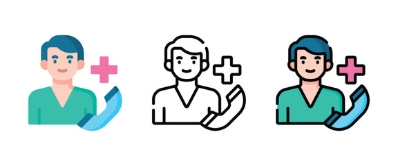 Doctor Vector and Icon Collection – Male and Female Doctor Illustrations, Medical Staff, Healthcare Professionals, Hospital Scene, and Medicine Icons Set