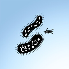 Abstract illustration of bacteria and microorganisms on a gradient blue background, symbolizing health