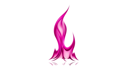 Abstract Pink Flame Shape, with Reflective Base, cutout, PNG isolated on white or transparent background