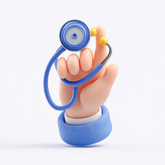 Cartoon Hand Holding Stethoscope - Medical Care and Health Concept.