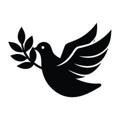 dove with olive branch vector icon
