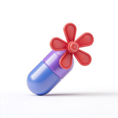 Whimsical Pill with Propeller - A Playful Medical Concept.