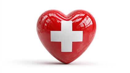 Fototapeta premium Heart with Swiss Flag - A Symbol of Love and Patriotism.