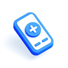 Blue and White Medical App Icon with Plus Sign.