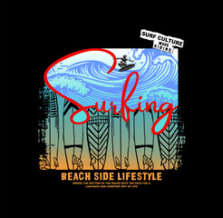 Surfing design t- shirt vector illustration