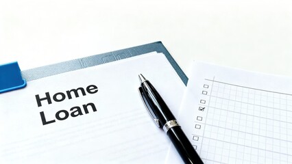first time homebuyer loan house concept. Loan application documents with a pen and checklist on a table.