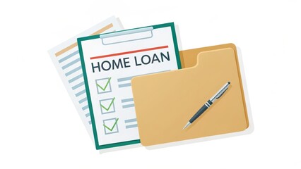 first time homebuyer loan house concept. Home loan documents with checklist and pen on a clipboard.