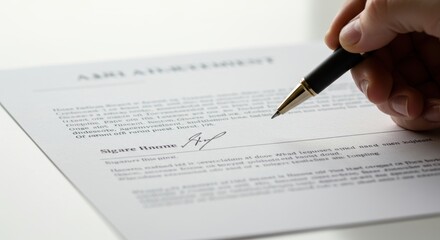 Obraz premium first time homebuyer loan house concept. Signed document with pen in hand captures formal agreement process.