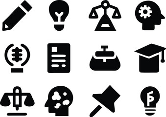 Collection of Business, Education, and Idea Concept Icons