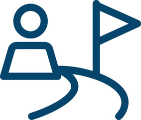 Reaching goals achieving success a simple icon with person and flag