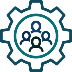 Teamwork and collaboration illustration with gear and group of people