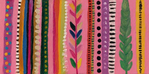 Abstract Vertical Composition with Colorful Stripes and Textured Details