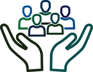 Community support concept illustration hand holding group of diverse people