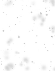 Falling snowflakes background on transparent isolated overlay, Winter snowfall illustration.